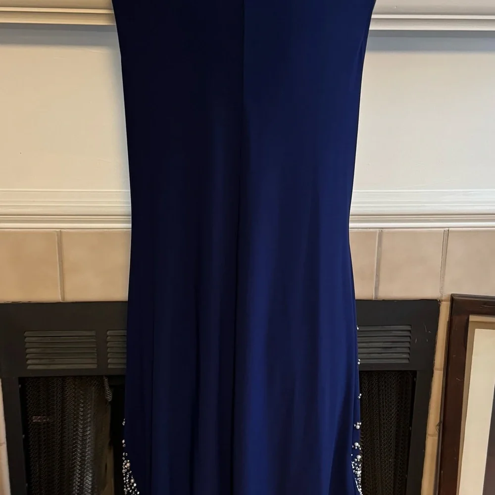 MSK Blue Midi Cocktail Dress w/ “Crystal” Accents - Picture 6 of 6